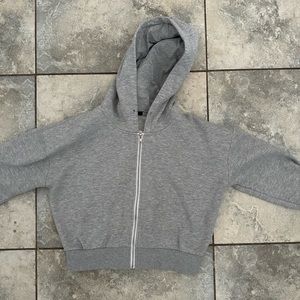 cropped forever 21 gray zip up